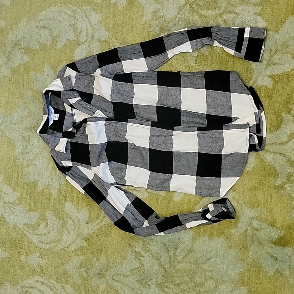 Black and white plaid button down  shirt - S Tall